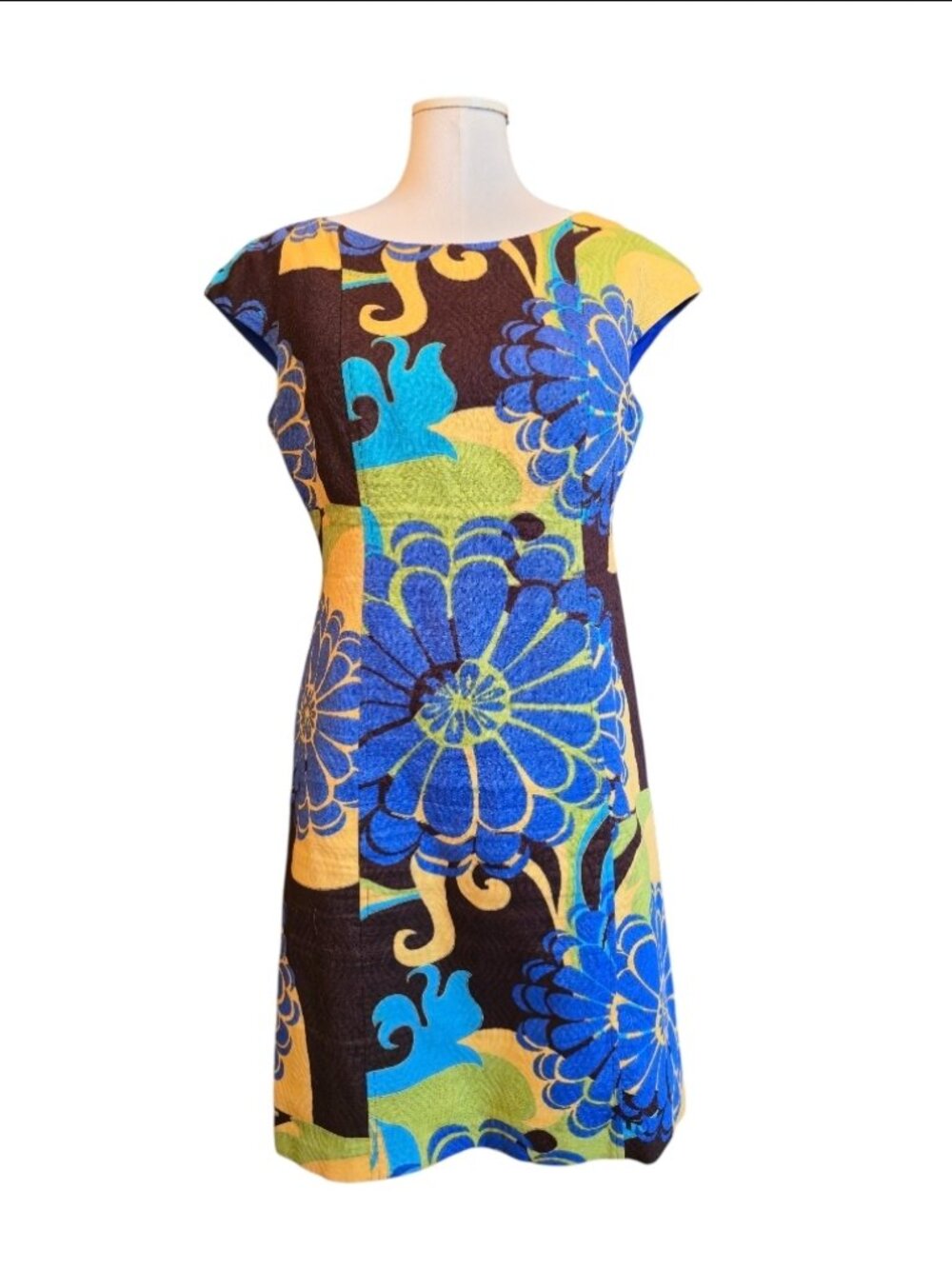 Vintage Robbie Bee colorful sheath dress cap sleeves size 10